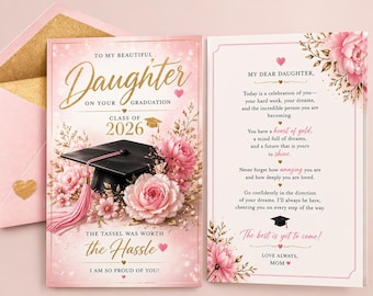 Biglietto di auguri per la laurea di mia figlia, messaggio di congratulazioni, classe 2026