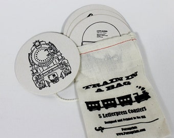 Train Coasters Letterpress Novelty Gift Set