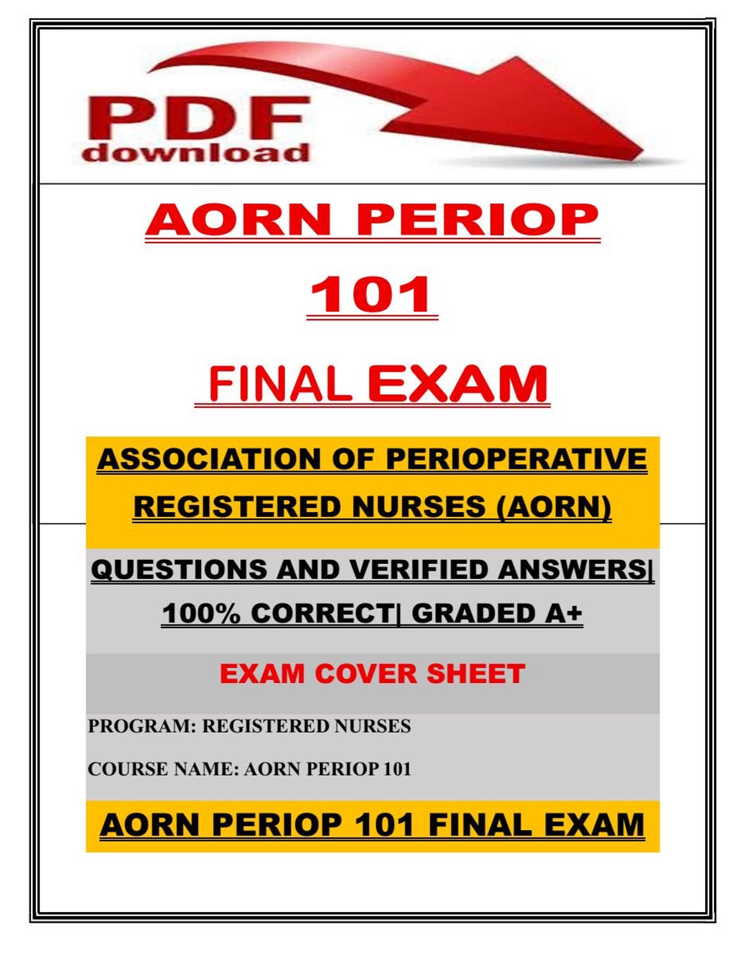 AORN Periop 101 Final Exam | Questions and Verified Answers | 100% ...