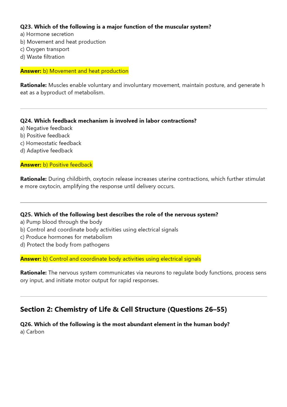 Ivy Tech APHY 101 Final Exam Study Guide | Anatomy Physiology Questions ...