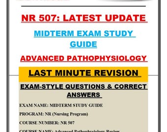 NR 507 Latest Update Midterm Exam Study Guide | Exam Questions & Correct Updated Answers