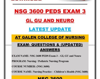NSG 3600 Peds Exam GI GU Neuro Study Guide (pdf Download)