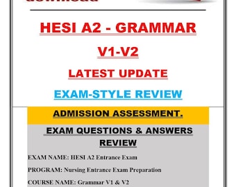 HESI A2 Grammar V1–V2 Latest Update | Exam-Style Questions & Correct Answers
