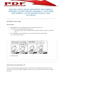 ISYE 6501 Final Exam | Questions and Correct Answers | Latest Update | Grade A+ | 100% Accurate