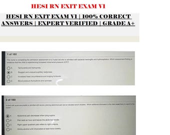 HESI RN Exit Exam V1 | 100% Correct Answers | Expert Verified | Grade A+