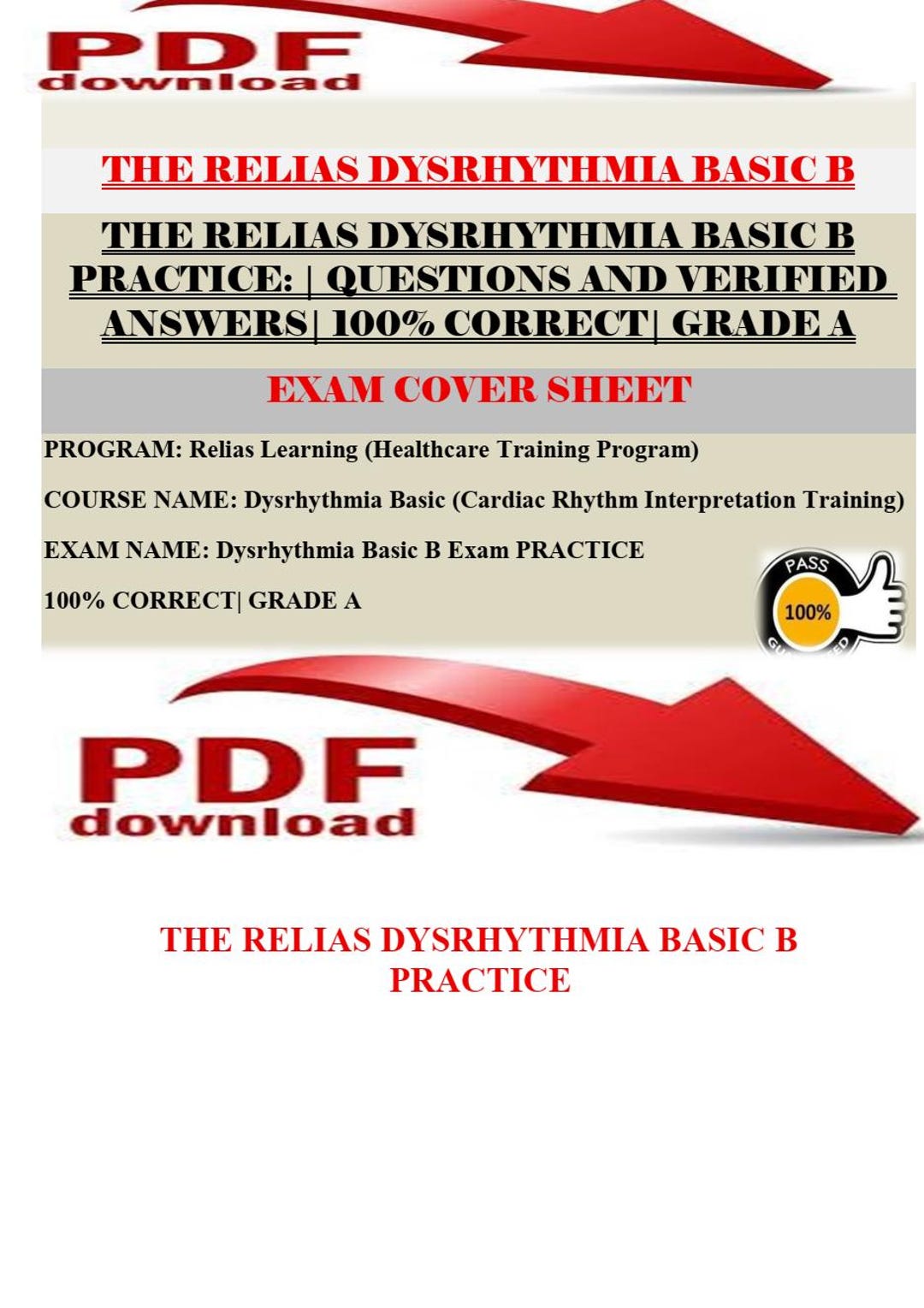 The Relias Dysrhythmia Basic B Practice | Questions and Verified ...
