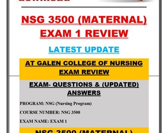 NSG 3500 Maternal Exam 1 Review Latest Update | Exam Questions & Updated Answers