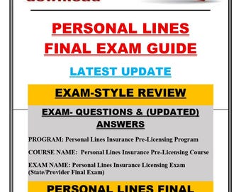Personal Lines Final Exam Guide | Latest Update | Exam Questions & Correct Answers