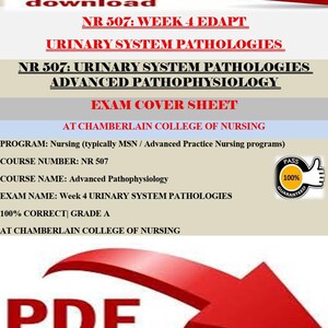 NR 507: Urinary System Pathologies | Week 4 EDAPT Advanced Pathophysiology