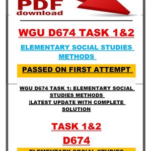 WGU D674 Task 1 & 2 – Elementary Social Studies Methods | Verified Pass (First Attempt Guide)