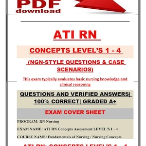 ATI RN Concepts Levels 1–4 | Questions and Verified Answers | 100% Correct | Grade A+