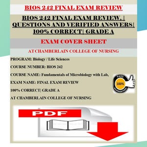 Beoordeling laatste BIOS 242-examen | Vragen en geverifieerde antwoorden | 100% juist | Klasse A +