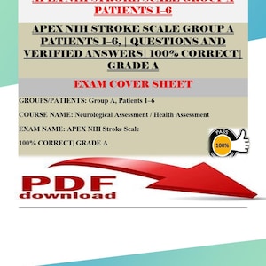 APEX NIH Stroke Scale Group A Patients 1–6 | Questions and Verified Answers | 100% Correct | Grade A+