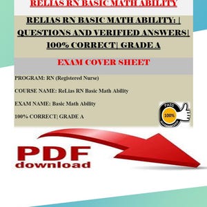 Relias RN - Habilidades Básicas em Matemática | Perguntas e Respostas Verificadas | 100% Corretas | Nota A+