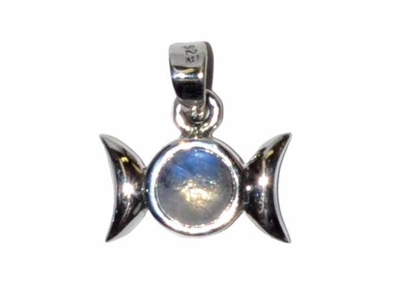 Triple Goddess Moonstone Pendant Sterling Silver - Moonstone Triple Moon Pendant Triple Goddess Moonstone Pendant Sterling Silver - Moonstone Triple Moon Pendant