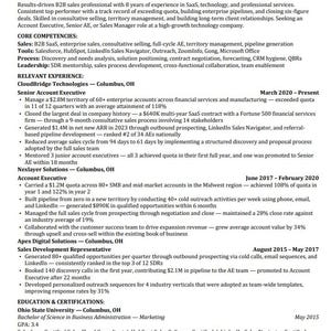 Sales Resume Template 2026 | Account Executive B2B BizDev | ATS Optimized | Word Instant Download