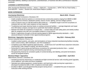 Electrician Resume Template 2026 | Journeyman Licensed IBEW | ATS Optimized | Trades Word Instant Download