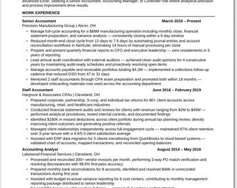 Accounting Resume Template 2026 | CPA Finance ATS Optimized | Bookkeeper Controller | Word Instant Download
