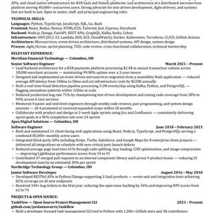 Software Engineer Resume Template 2026 | Developer Programmer ATS Optimized | Tech IT | Word Instant Download