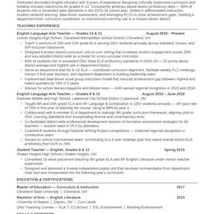 Lärar-CV-mall 2026 | Utbildning K-12 ATS-optimerad | Klassrumspedagog | Word direktnedladdning