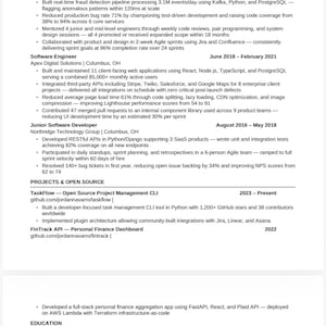 Plantilla de currículum de ingeniero de software 2026 / Desarrollador/Programador optimizado para ATS / Tecnología de la información / Descarga instantánea en Word