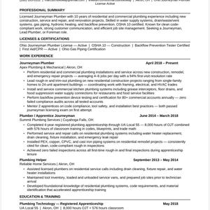 Plantilla de currículum para fontanero 2026 / Fontanero oficial con licencia / Optimizado para ATS y OSHA / Descarga instantánea en Word