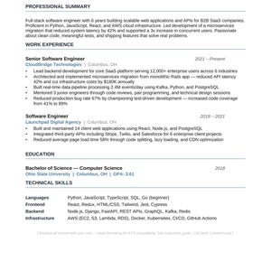 CV-sjabloon software-ingenieur Word | Technische CV sollicitantenvolgsysteem (ATS) (directe download)