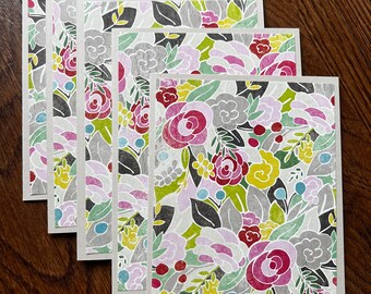 5 Pack Floral Cards,  Blank Cards, Thank You, Saying Hi, Miss You, Friends, Handmade Card, Handmade Cards