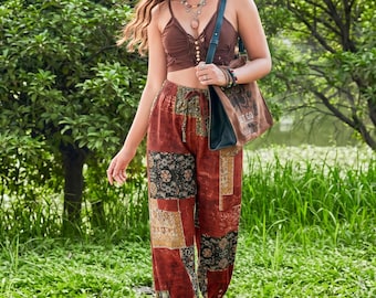Patchwork Harem Pants Women | Boho Hippie Trousers, Yoga Lounge Wear