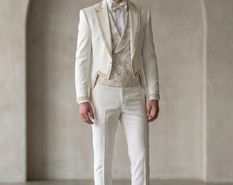 Victorian Men’s Suit Tailcoat Set – Renaissance Outfit, Dark Academia Clothing, Prom Wedding Suit, Double Breasted Vest Formal Wear