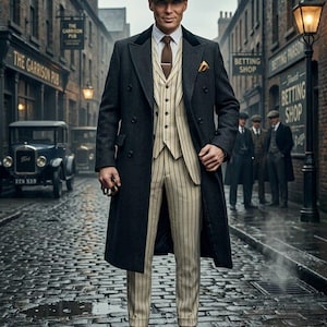 1920er Jahre Peaky Blinders Anzug für Herren - Vintage 3-teiliger Tweed-Anzug, Gatsby-Outfit, Gangster-Kostüm, Hochzeitsgarderobe, Schiebermütze-Stil