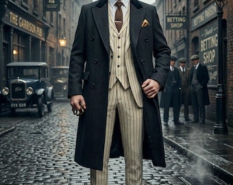 1920s Peaky Blinders Suit for Men – Vintage 3 Piece Tweed Suit Set, Gatsby Outfit, Gangster Costume, Wedding Formal Wear, Flat Cap Style