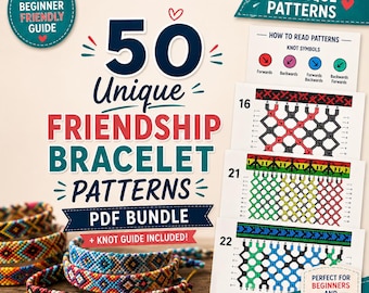 Bundel 50 vriendschapsarmbandpatronen | Knoopgids voor beginners (digitale download)
