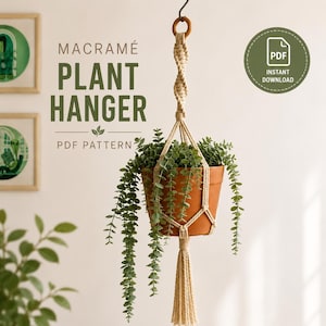 Boho Makramee Pflanzenhänger PDF Muster | Anfänger DIY Tutorial (Instant Download)