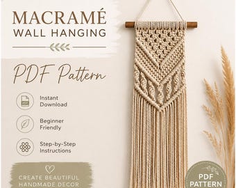 Patrón PDF para tapiz de macramé / Tutorial de decoración bohemia para principiantes (Descarga instantánea)