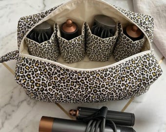 Dyson Airwrap Reisetasche, Leopardenmuster, Aufbewahrungstasche, Haaraufbewahrung, Dyson Aufsatzhalter, Geschenk für sie, Kosmetiktasche