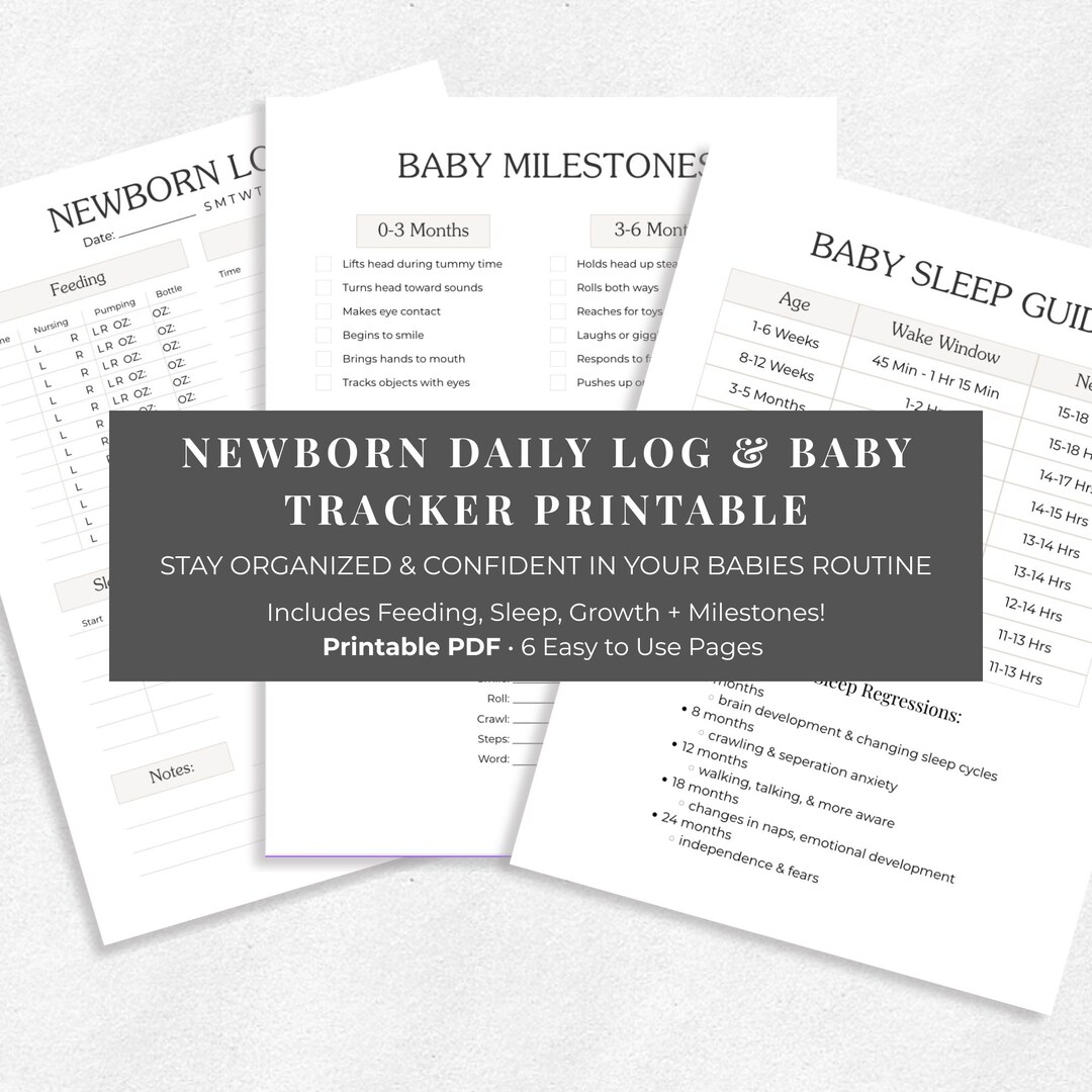 Newborn Daily Log & Baby Tracker Printable | Feeding, Sleep, Milestones ...