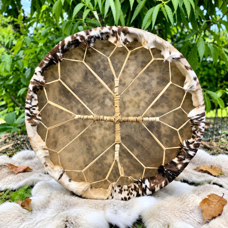 Spiritual Shamanic Drum With Beater - Ash Wood, Cowhide Drums - Native ...