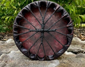 Black Buffalo Hide Shamanic Drum with Beater, Sound Healing Instrument, Meditation, Ritual Ceremony Native Style