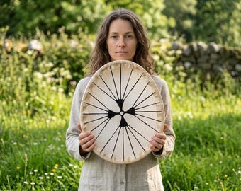 Ovoid Oval Sami Shaman Drum Willow Wood Frame Natural Goat Hide Handmade, Meditation Healing, Beater, Lightweight , Spiritual Ritual Gift,