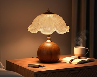 Flower Petal Table Lamp, Ambient Warm Desk Lamp, Bedroom Home Decor, Glass Ceramic Lamp