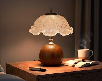 Flower Petal Desk Lamp, Ambient Warm Table Lamp, Bedroom Home Decor, Glass Aesthetic