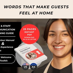 Pu&ograve; includere: Una guida alla formazione sulla comunicazione per host e personale intitolata Airbnb Host Handbook. Il documento PDF di 25 pagine &egrave; disponibile nei formati A4 e US Letter, includendo script per l'esperienza degli ospiti e un kit di benvenuto.