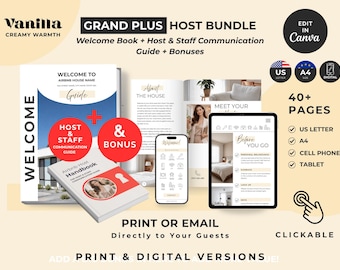 Grand Plus - Vanilla - Warmth - Welcome book bundle | Host & Staff Communication Guide | Welcome Book Toolkit | Vrbo | Airbnb guide