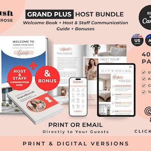 Grand Plus - Blush - Soft Rose - Welcome Book Bundle | Host & Staff Communication Guide | Welcome Book Toolkit | Vrbo | Airbnb