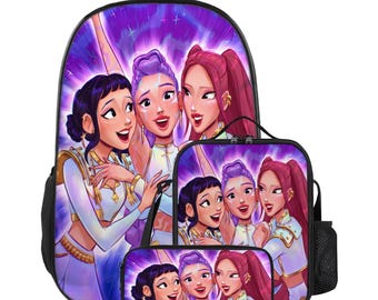 Kawaii Kpop Anime Backpack Set with Lunch Bag & Pencil Case, Lightweight Oxford School Bag for Teens, Cute Harajuku Student Gift.