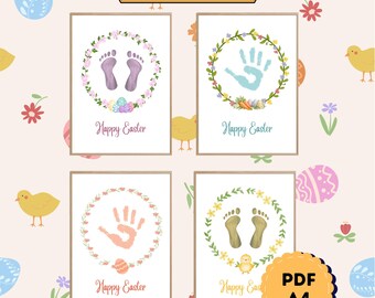 Kit de création d'empreintes de pas de main de Pâques, activité souvenir pour bébé (PDF A4)