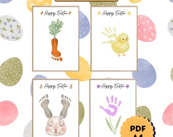 Kit de création d'empreintes de pas de main de Pâques, art souvenir pour enfants (PDF A4)