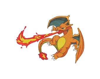 Charizard Embroidery Design, Anime Fan Art Machine File (Instant Download)