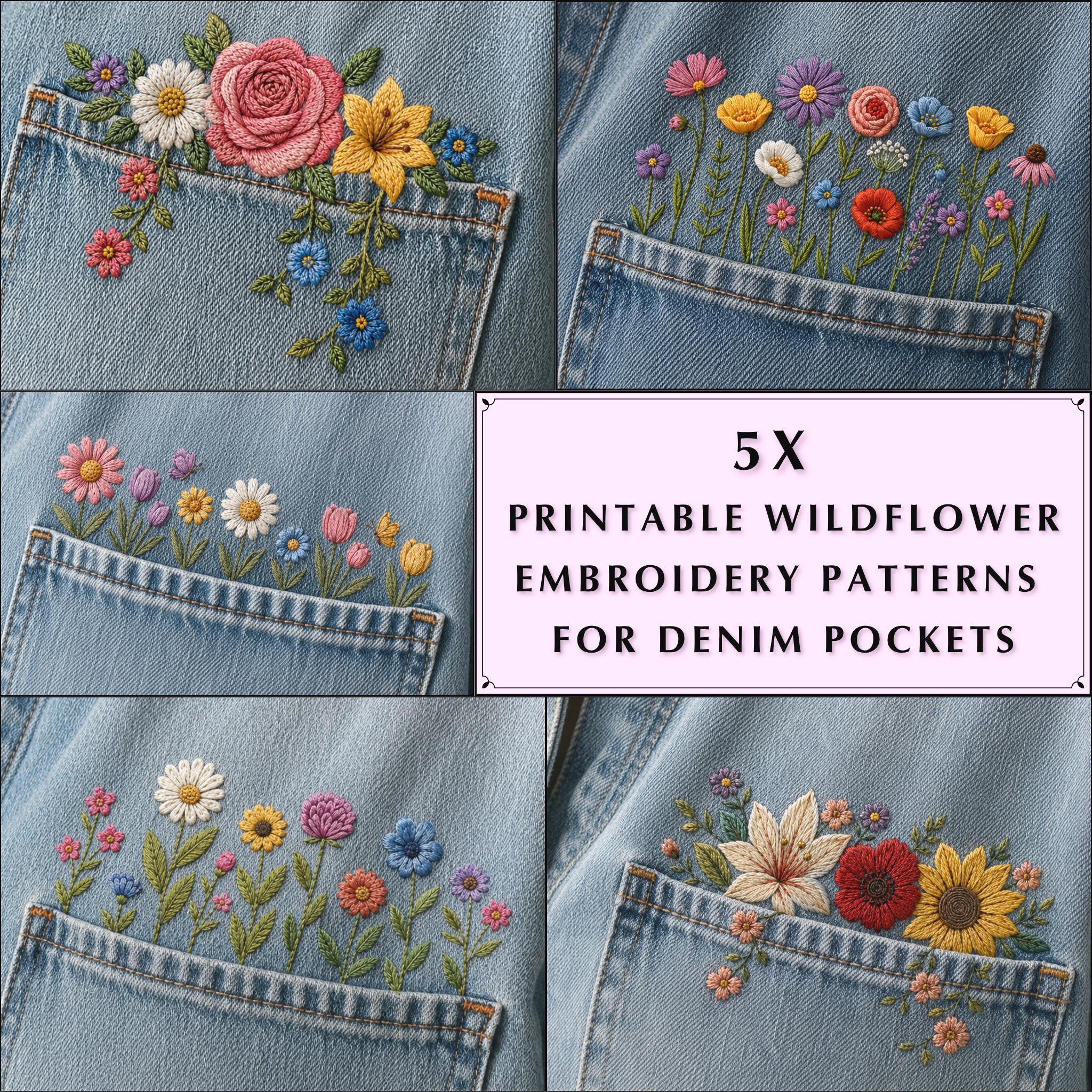 blank jeans 刺繍ケース Jeans pocket with embroidery - Etsy 日本